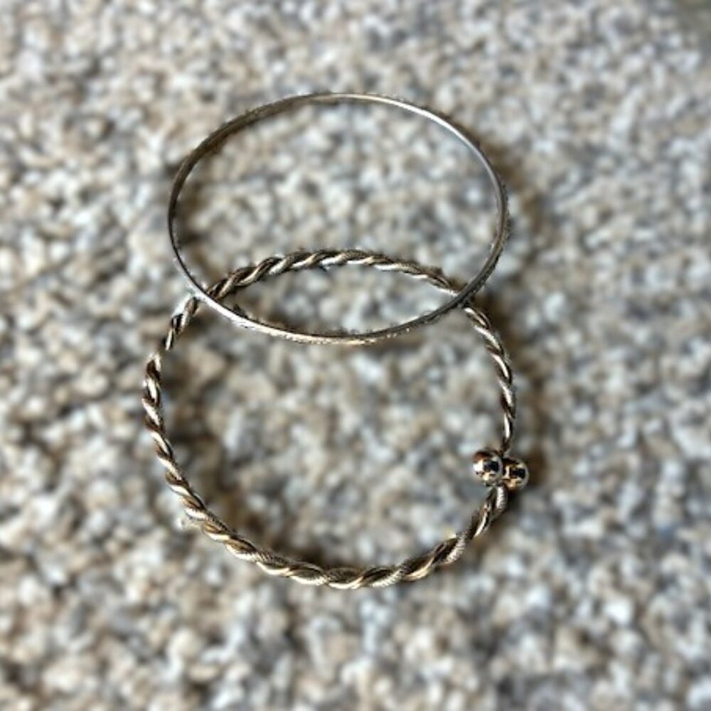 TWO (2) Vintage Silver Tone Bangle Bracelets
